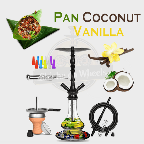 Pan Coconut Vanilla shisha delivery Dubai, smoke-ready hookah by Shisha On Wheels
