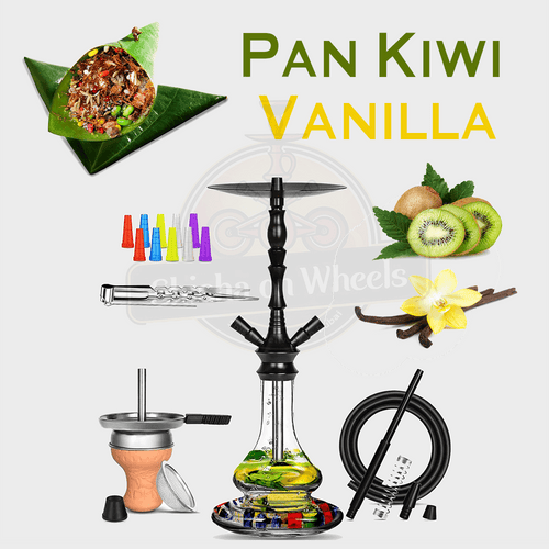 Pan Kiwi Vanilla shisha delivery Dubai, smoke-ready hookah by Shisha On Wheels