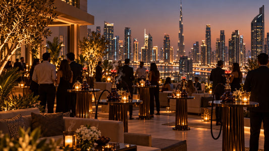 Shisha at a corporate evening on an office rooftop in Business Bay, Dubai